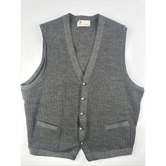 Men's Gray Cardigan Sweater Vest - Picture 1 of 9